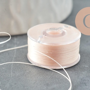Miyuki Delica bead weaving thread, beige nylon 0.1mm, x1 roll of 46 meters (G10569)