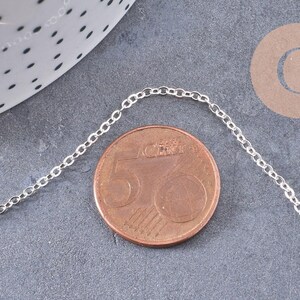 Collier Chaine complète avec fermoir laiton argenté forçat 2mm-40cm, x1 (G0574)