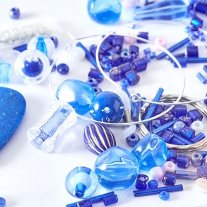 Kit mix de perles bleues Santorin, Coffrets et kits pour la création de bijoux fantaisie DIY, le kit, G8346