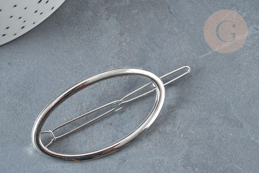 シルバーオーバルバレッタホルダー 54mm、x1 (G7192) - Etsy 日本