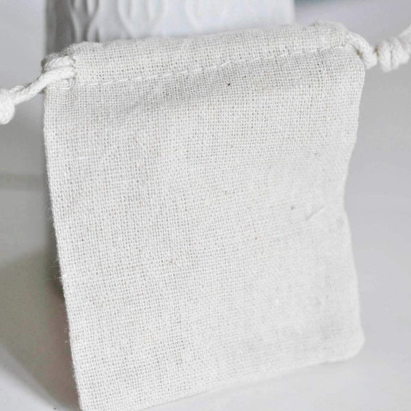 Pochette bijou coton blanc écru 12cm,rangement bijoux, pochette cadeau, emballage bijou,pochon bijou, X1 G2376