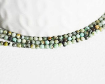 Perle turquoise africaine, perle turquoise, turquoise naturelle, perle pierre, 2mm, le fil de 190 perles-G1541