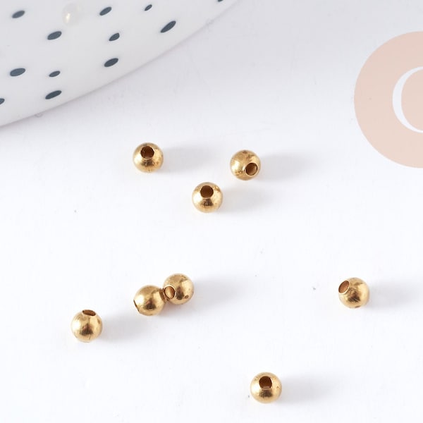 Spacers round raw brass beads 3mm, micromacramé costume jewelry making X50 (2.6gr) G9258