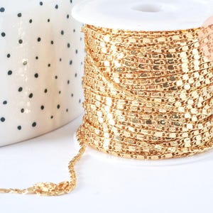 18K gold-plated brass marine mesh chain - 5mm, x1 meter (G6939)