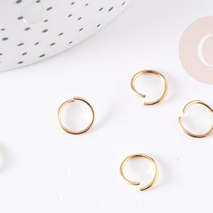 Round rings 304 stainless steel gold 10mm, gold open rings nickel free, X50 G2213