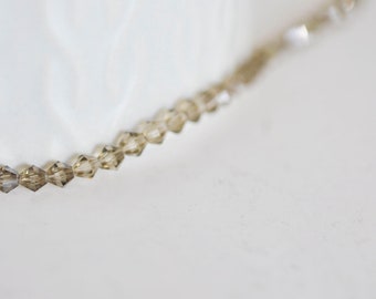 Transparent beige faceted top crystal beads, jewelry beads, beige crystal bead, faceted bicone bead, 150.3mm wire, G2598