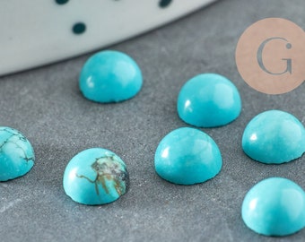 Natural turquoise howlite cabochon 6mm, round natural stone cabochon, X1 G1010