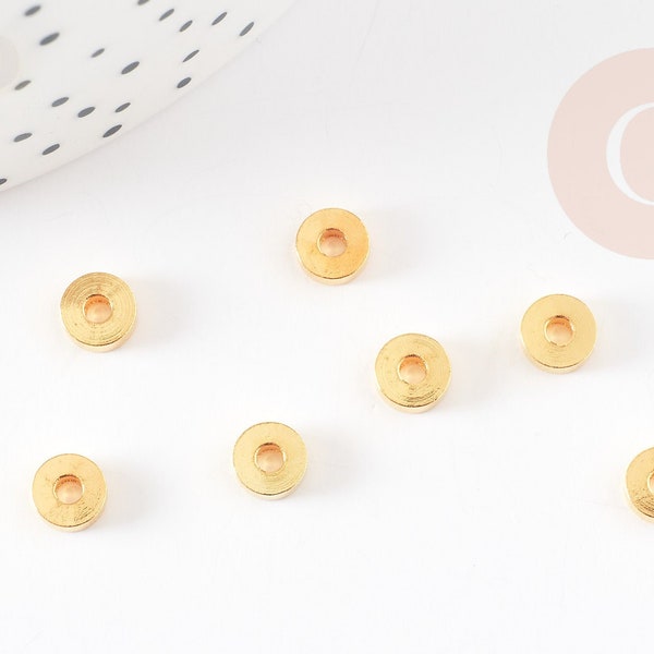 rondelles laiton doré 6mm, perle intercalaire disque heishi dorée pour création bijoux, X50  G3322