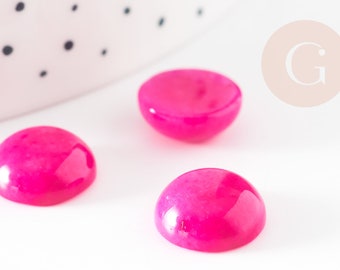 Cabochon rond jade naturel rose fuchsia 12mm, cabochon rond, jade naturel,jade rose, création bijoux pierre naturelle, X1 G9362