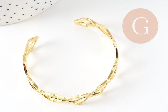 Bracelet jonc réglable laiton doré losange 14k50mm, x1 (G4698)