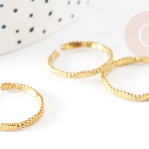 Anel ajustável com padrão ondulado canelado, latão bruto, 19mm, x2 (G8898)