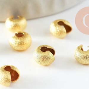 7mm Textured Brass Crimp Bead Caps, x20 (G9602)