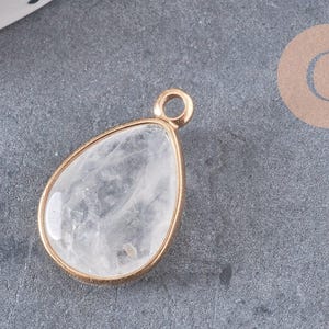 Pendentif goutte quartz, pendentif bijoux, pendentif quartz,pendentif pierre,quartz naturel, cristal de roche,23mm, x1 G0844
