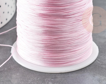 Light pink jade thread polyester cord 0.5mm, cord for jewelry making x1 meter G9336