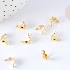 Cubierta para nudo de cadena de bolas de acero inoxidable 304, chapada en oro, 7,5 mm, x10 (G7321)