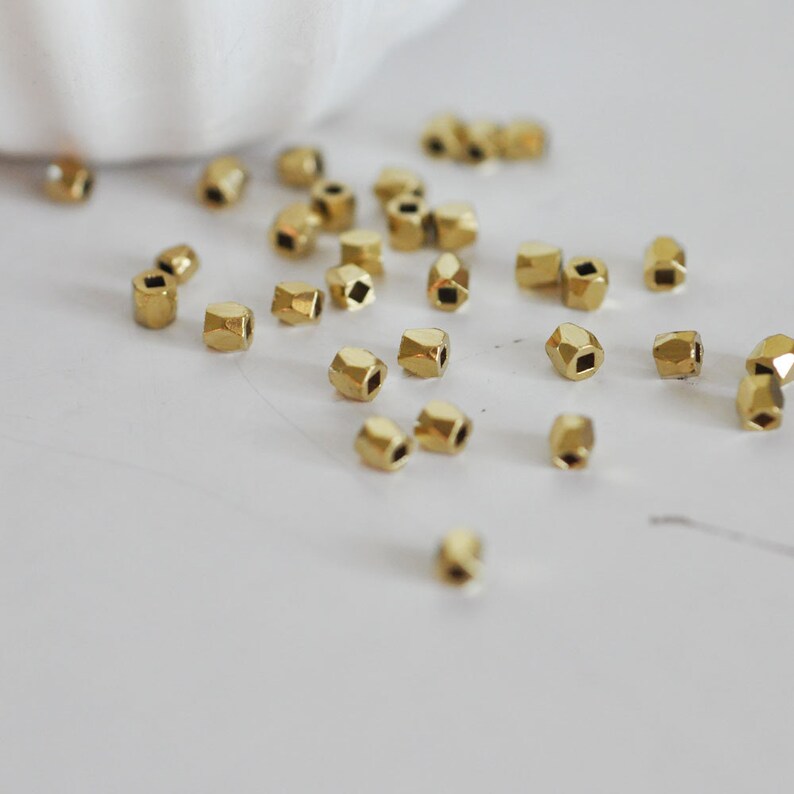100-200 lot faceted infill beads raw brass pearl 2.5mm creative supply golden beads