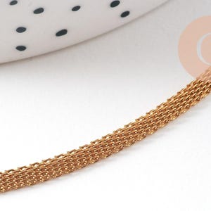 Collier chaine maille complète acier 304 inoxydable dorée 14k 3mm/45cm, x1 (G0580)
