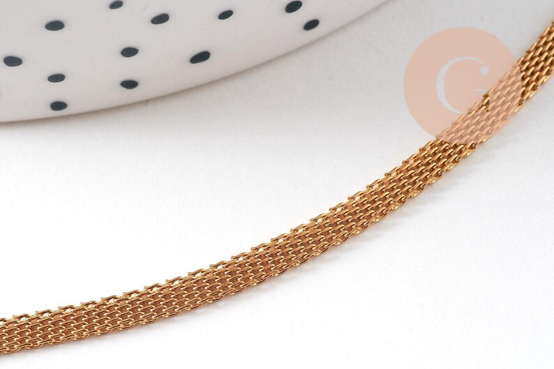 Collier chaine maille complète acier 304 inoxydable dorée 14k 3mm/45cm, x1 (G0580)