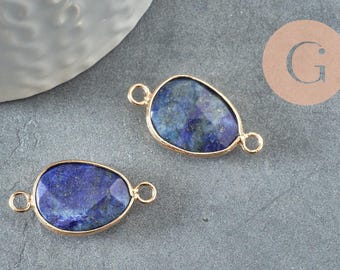 Hanger met connector van natuurlijke lapis lazuli in verguld messing, 27,5 mm, x1 (G1331)