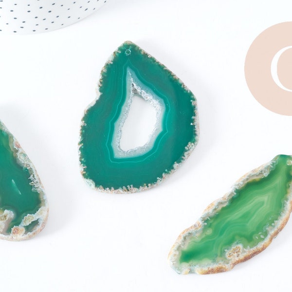 Pendentif ovale tranche agate verte 50-110mm, X1 G8873