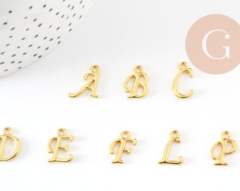 Pendentif initiale zamac doré 13-15mm, pendentif lettre alphabet doré X1 G9380