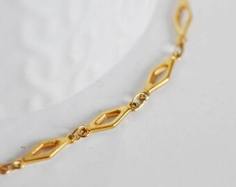 Chaine complète acier dorée 14k losange,chaine collier,sans nickel,4mm,45cm, X1 G6776