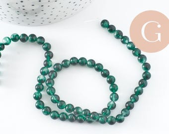 Green jade bead, round beads, jade bead, natural jade, green jade, natural stone, 6mm, strand of 60 beads, x1 (G1785)