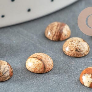Round cabochon landscape jasper, stone jewelry, natural jasper, brown jasper, 8mm cabochon, natural stone, x1 G0442