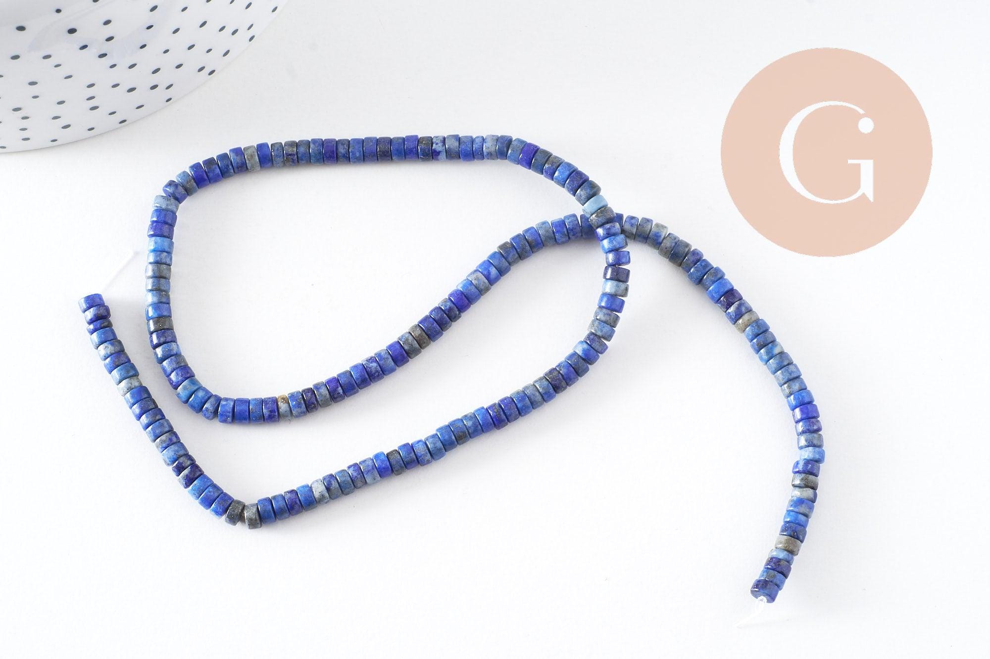 Lot De 10 Perles En Lapis Lazuli - Rondelles 6x4mm - Pour Création De Bijoux