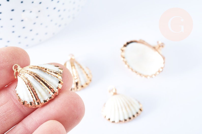 10 Pendentifs Coquillage Breloques Marine - Pour Fabrication Bijoux DIY, Décoration été Et Océan