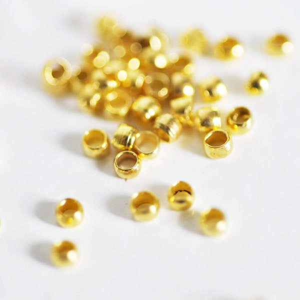Perles à écraser Dorées 2x1mm, fournitures créatives, perles dorées, création bijoux, laiton doré,5 grammes, G1881