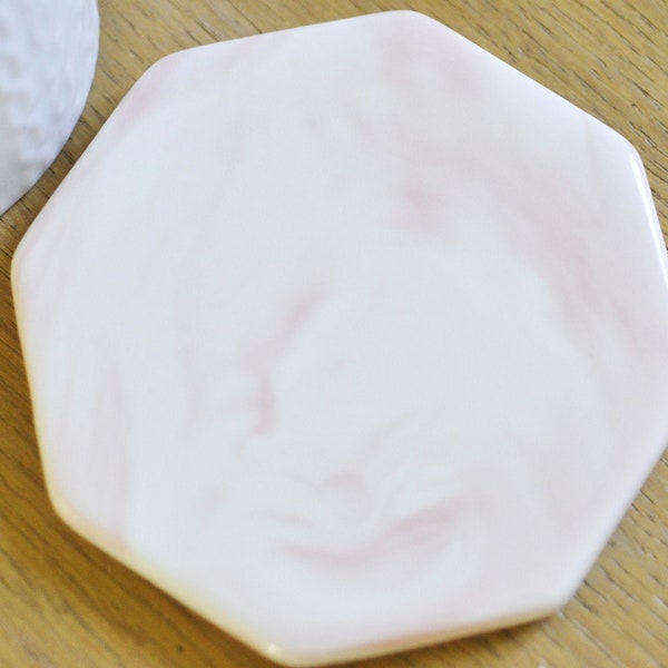 Pink and white marble porcelain tray, jewelry display, a minimalist decorative support to place your jewelry, 9.1cm, unit G5112