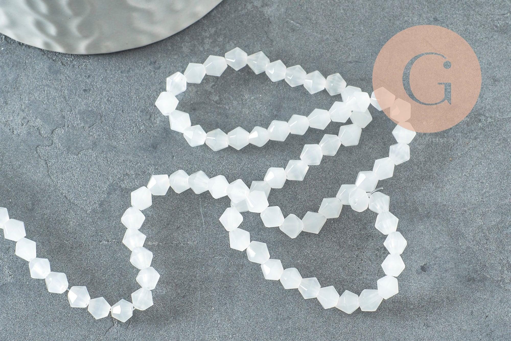 4mm faceted opalescent white crystal spinning top beads, x1 strand of 35cm (G8541)