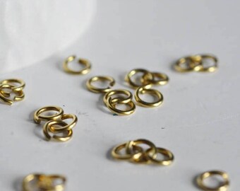 Round open raw brass rings 6mm, brass supplies for jewelry creation X100 G0617