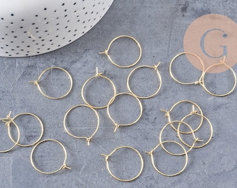 Gold-plated brass hoop earrings, 20mm, x20, x50, x100 (G0200)
