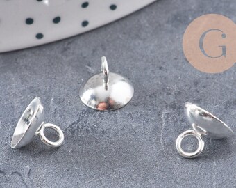 Silver-plated stainless steel 201 cup pendant bail, 7x10mm, x10 (G10903)