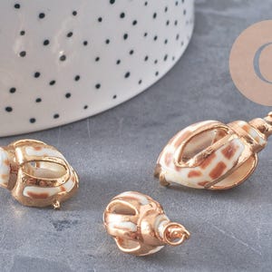 Natural shell pendant golden spiral, creative supply, golden pendant, jewelry creation, shell jewelry, gold shell-G2201