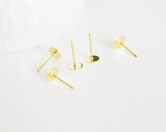 Ear studs with gold 304 stainless steel tray 6mm, X10 G2568