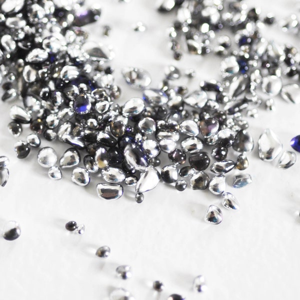Sable verre argenté  1.5~5mm, chips création bijoux et jesmonite nailart, X 10gr G0876