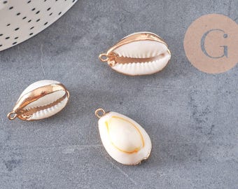 Natural gold-plated seashell pendant, gold-plated pendant, conch shell jewelry, natural seashell, 23mm, x1 G0890
