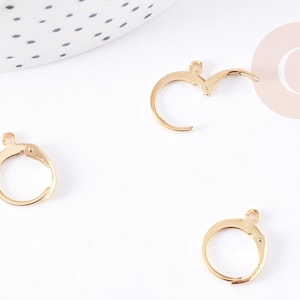 Gold-plated 304 stainless steel sleeper earring hooks, 14.5mm, x10 (G0073)