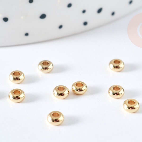 Perle Intercalaire donut acier 304 doré lisse 4x2mm, perles dorées pour création bijoux, lot de 10 G8480