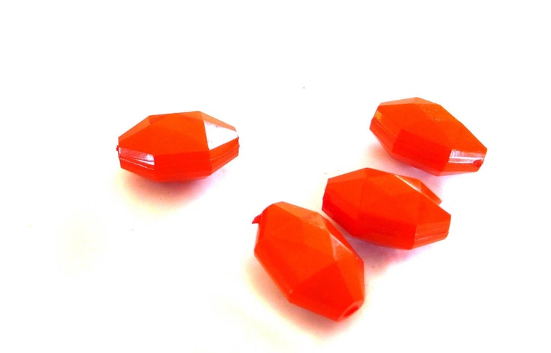 perles facettées plastique ORANGE, fournitures créatives, perles bijoux, fabrication bijoux, perles vintage, 1.8cm,lot de 10,G2509