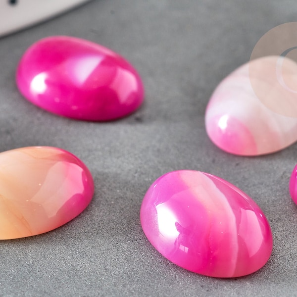 Cabochon ovale agate naturelle rose 18x13mm, cabochon création bijoux pierre, X1 G8661