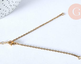 Base of 14k gold-plated 304 stainless steel curb chain bracelet with rings, 18cm, x1 (G5436)