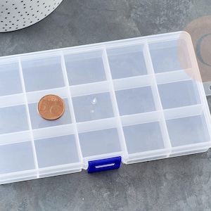 Boite rangement perles en plastique rectangulaire 17cm, x1 (G1350)