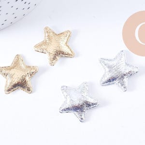 Gold or silver star sew-on patch for clothing customization, 25mm, x2 (G10639)