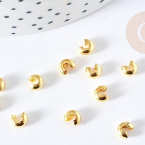 Cache perles à écraser en laiton doré lisse 4mm, x20(1.7 g) (G5982)