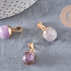 Purple amethyst drop pendant, stone pendant, gold support, natural stone jewelry creation, natural stone, 17-19mm, x1 G3717