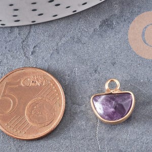 Pendentif lune améthyste,pendentif bijoux,pendentif pierre, pierre naturelle,amethyste naturelle,pendentif pierre,13.5mm x1 -G6309